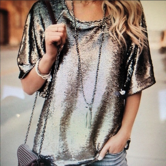 NWT Skies Are Blue gold sequin top - Picture 1 of 10